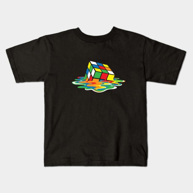 Rubicks Cube Melting Kids T-Shirt by DavidLoblaw